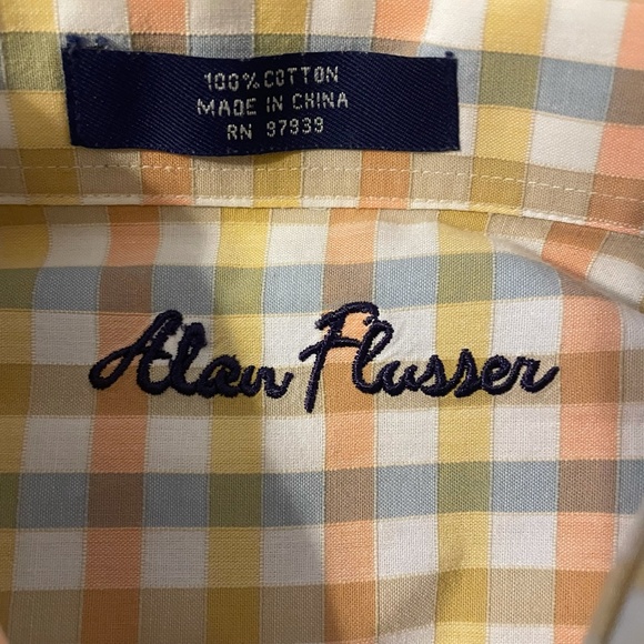Alan‎ Flusser 100% Cotton Plaid Long Sleeve Button Down Shirt Size XL - Picture 4 of 5